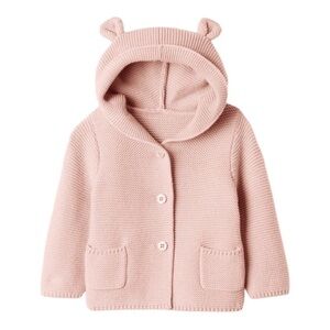 Baby Gap Girl Garter Bear Pink Hoodie Sweater Cardigan Sweater Knit, Size 3-6